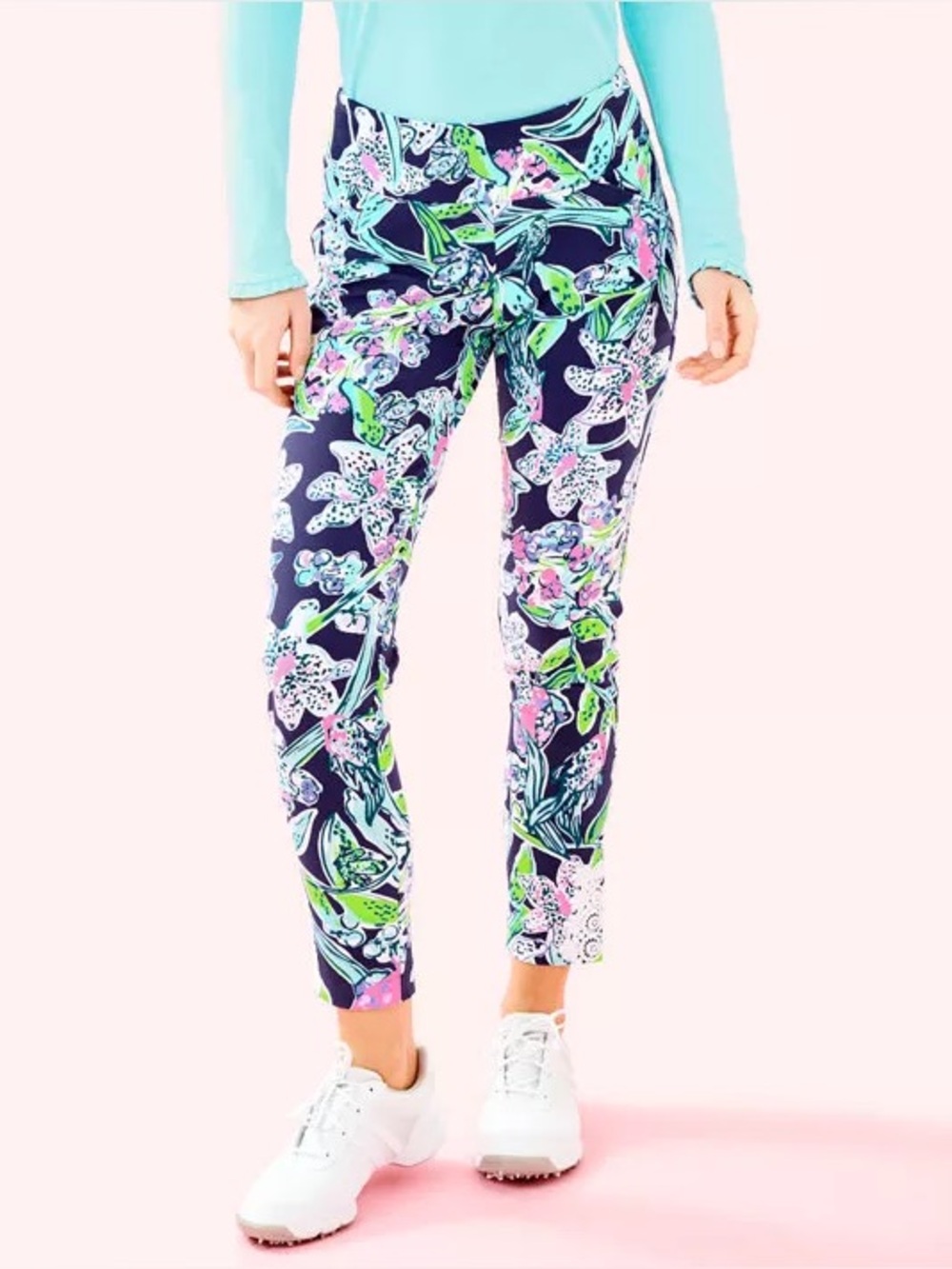 NWT Lilly Pulitzer UPF50+ Fairway Perf Pant Color Bright Navy Sway The Way 8